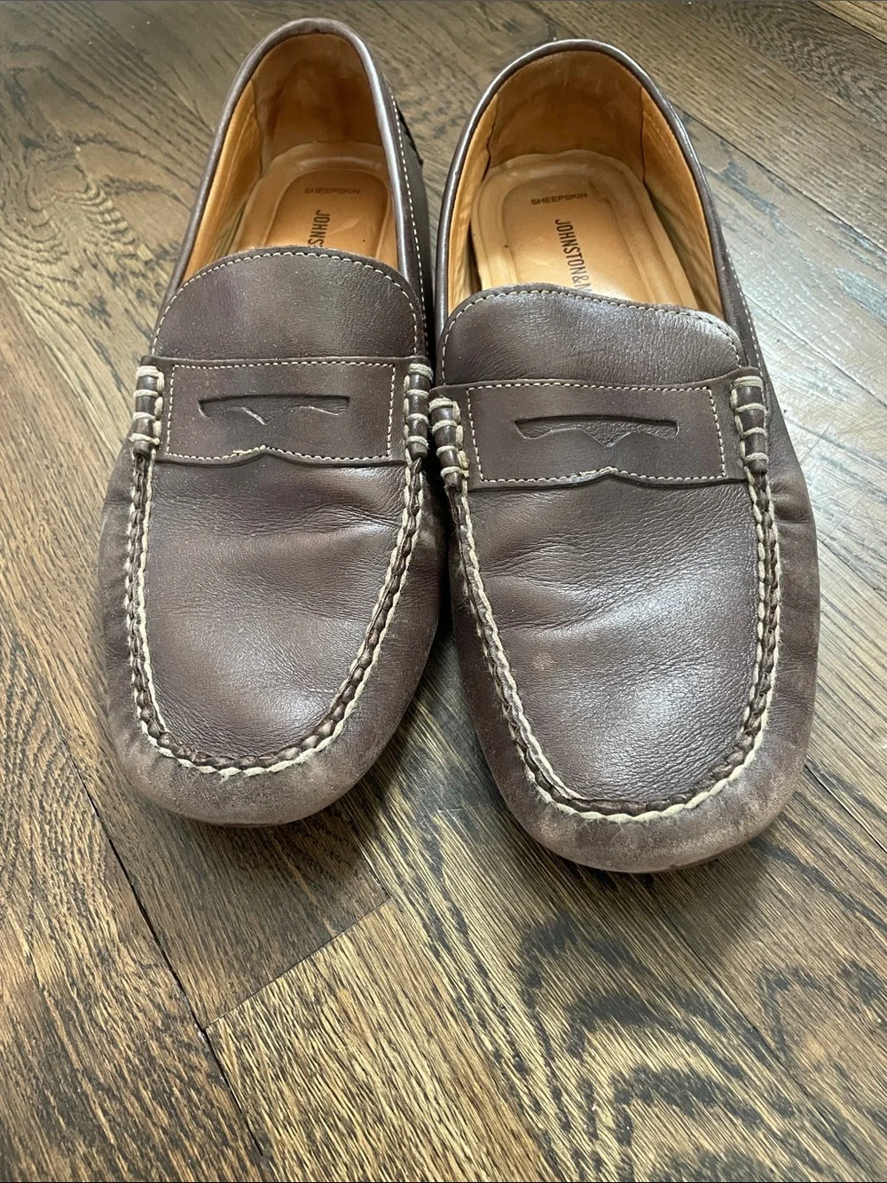 Johnston & Murphy Penny Loafers‎ Mens 9M Brown Leather Sheepskin Lining Slip On Men main image 3